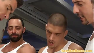 Butch muscular hunks close by orgy
